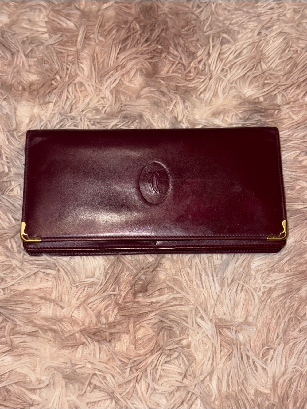 Vintage Must de Cartier Burgundy Leather Continental Wallet